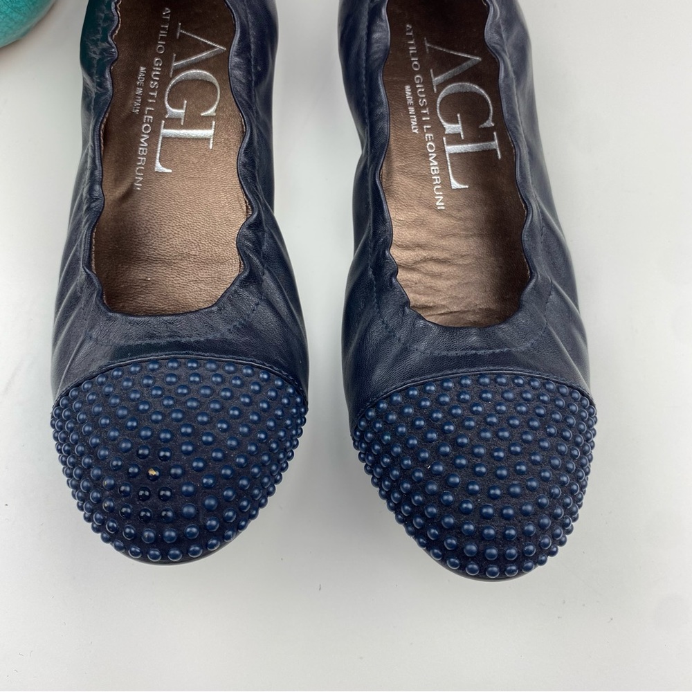 AGL Blakely Leather Studded Cap Toe Ballet Flats - Picture 2 of 10